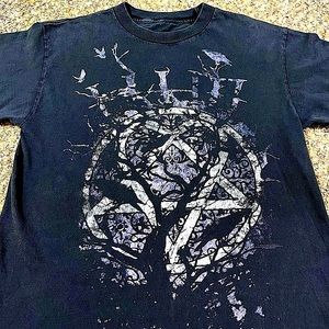 🎸 '03 HIM Band H.I.M. Near Vintage Wild Purple And Gray Full Pentagram Tee